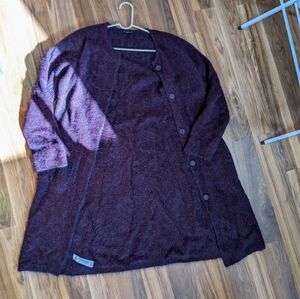 Eileen Fisher purple mohair wool duster cardigan coat